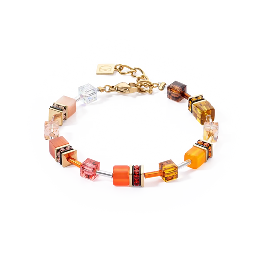 coeur de lion GeoCube bracelet in gold brown and orange - Carathea jewellers