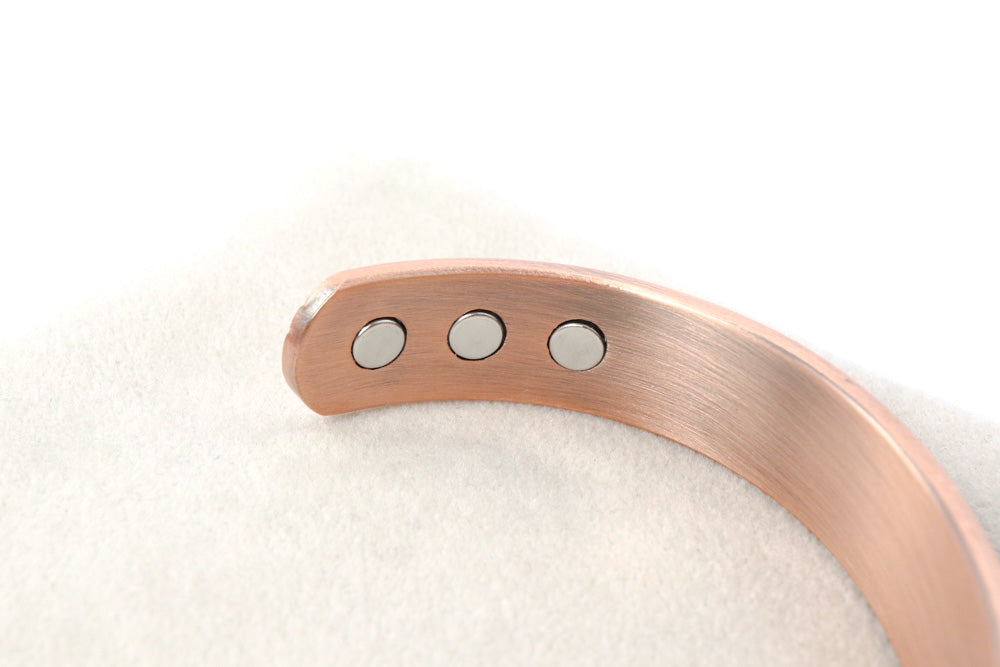 Copper Magnetic Bangle with Greek Key Pattern and Six Magnets