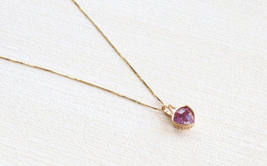 gold created Alexandrite trillion cut pendant - Carathea Jewellers