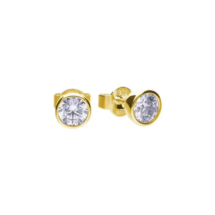 gold plated 0.5 ct solitaire Zirconia bezel set stud earrings - Carathea & Jools 