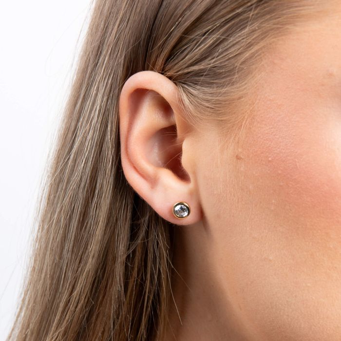 Diamonfire 0.5ct Zirconia Bezel Set Solitaire Stud Earrings