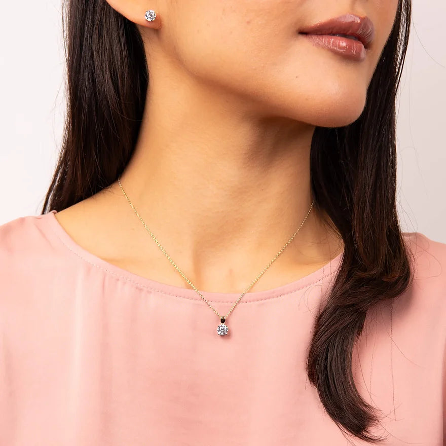 Diamonfire 1 Carat Solitaire Cubic Zirconia Pendant Necklaces & Pendants Carathea