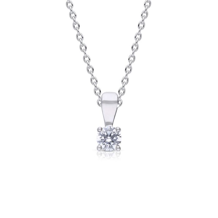 Zirconia solitaire pendant on a sterling silver chain.