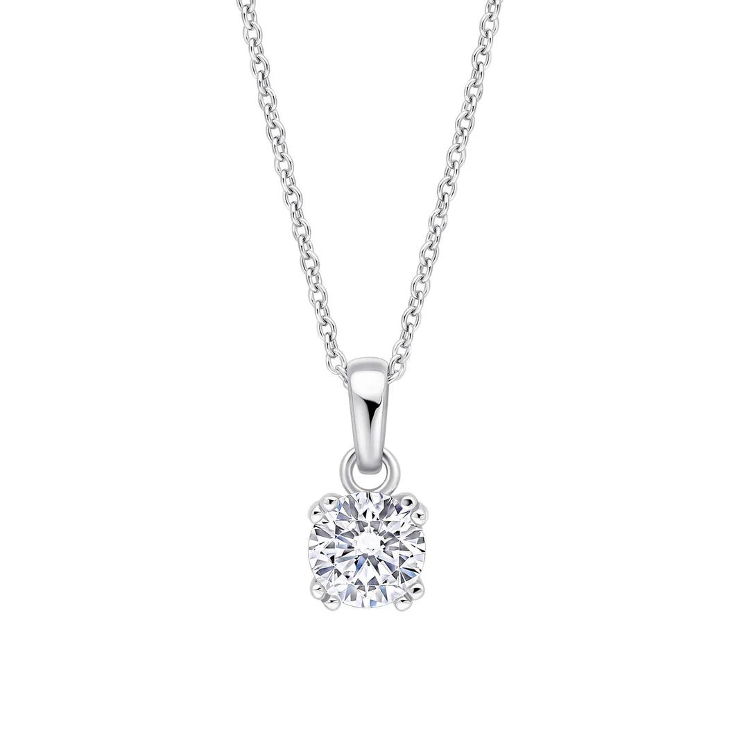 silver double claw 1ct zirconia solitaire pendant - Carathea & Jools