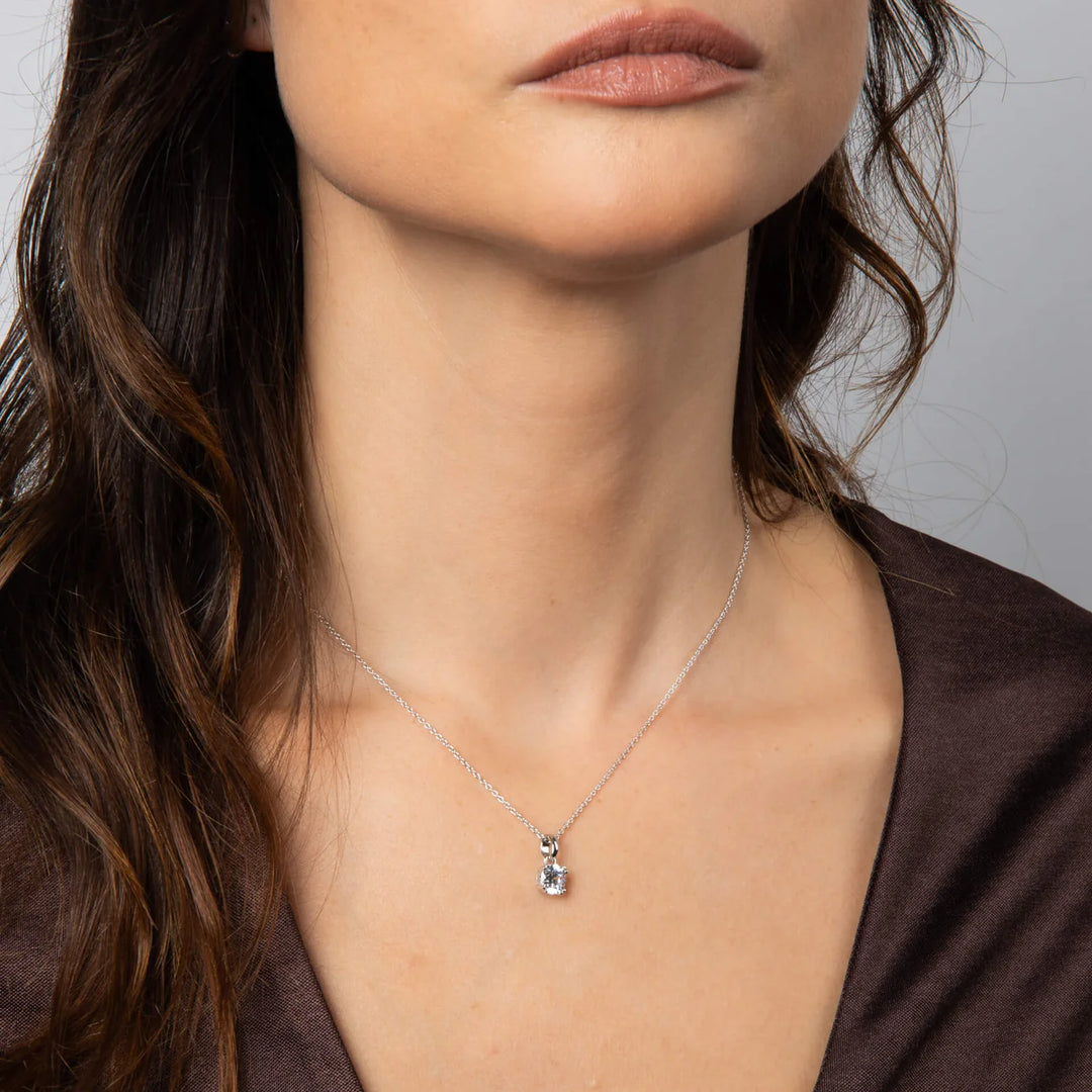 silver double claw 1ct zirconia solitaire pendant - Carathea & Jools