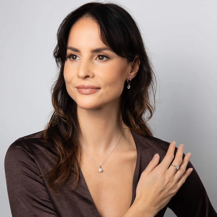 silver double claw 1ct zirconia solitaire pendant - Carathea & Jools