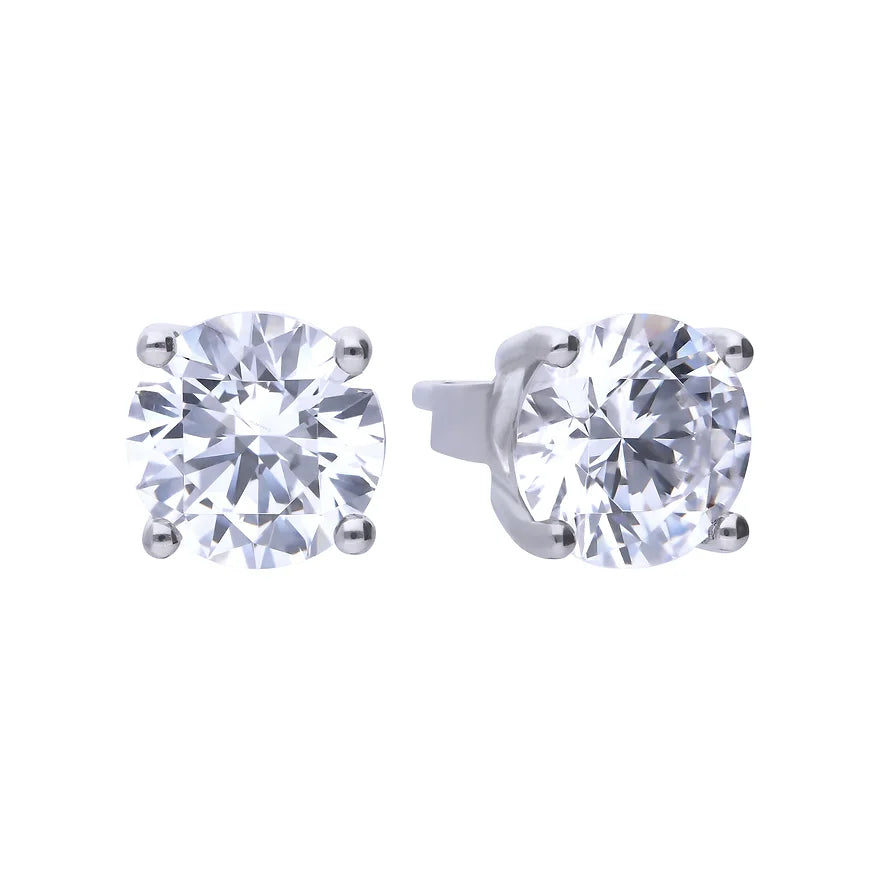 silver zirconia 2 carat solitaire stud earrings - Carathea jewellers