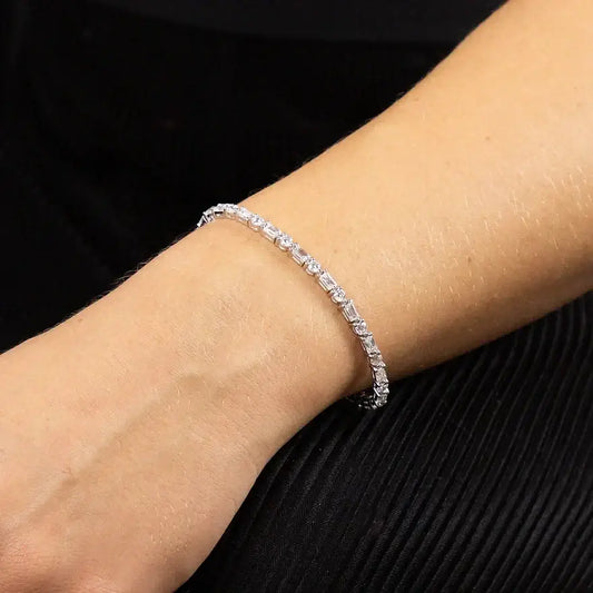 Diamonfire Baguette & Brilliant Cut Zirconia Tennis Bracelet