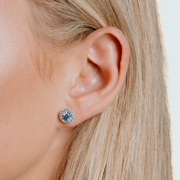 Diamonfire Sky Blue Round Pave Set Earrings Jewellery | Carathea & Jools