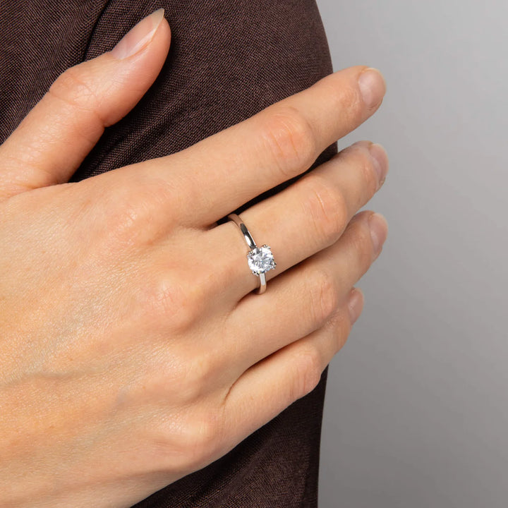 Diamonfire Zirconia solitaire ring with double claw - Carathea jewellers.