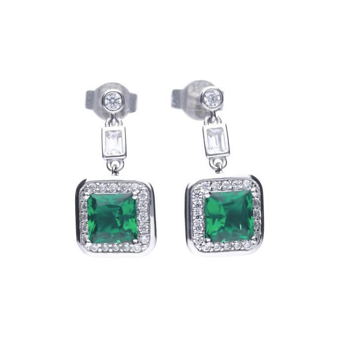 Diamonfire Emerald Green Zirconia Drop Earrings