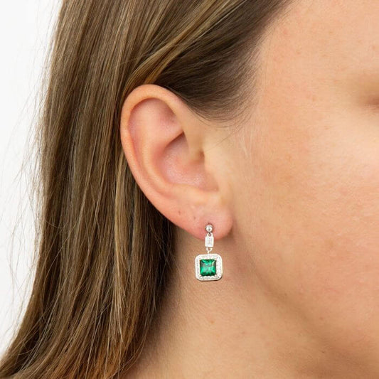 Diamonfire Emerald Green Zirconia Drop Earrings