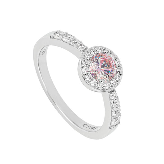 Diamonfire Pink Zirconia Halo Ring