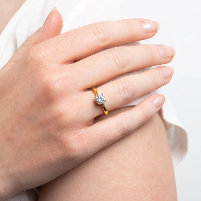 gold plated silver solitaire 2ct zirconia solitaire ring  - Carathea and Jools