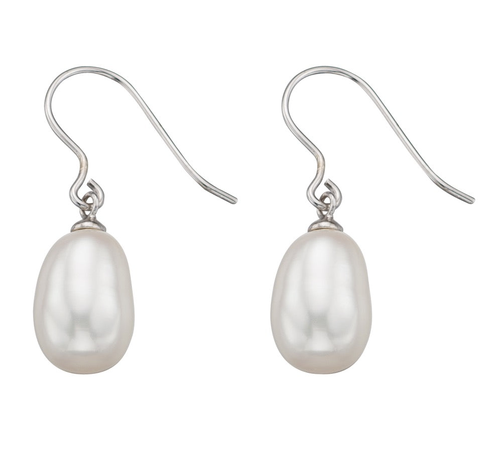 white freshwater pearl hook drop earrings | Carathea & Jools