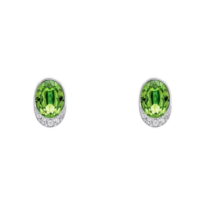Fiorelli Oval Peridot Crystal Stud Earrings with Cubic Zirconia Wave