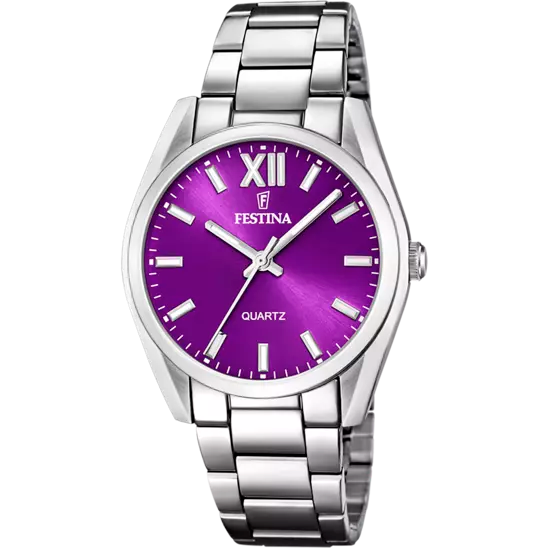 ladies Festina watch in stainless steel with purple dial - Carathea Jewellers