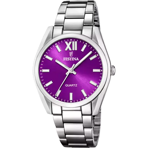 ladies Festina watch in stainless steel with purple dial - Carathea Jewellers