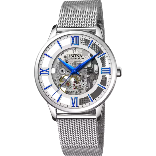 Men's Festina Automatic Skeleton Watch with Mesh Strap F20534/1 Watches Carathea