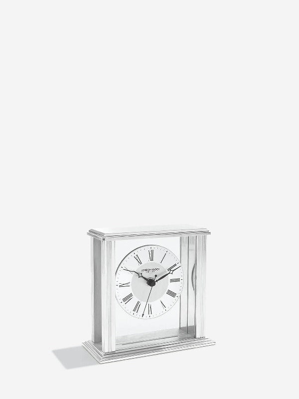 Silver Flat Top Mantel Clock