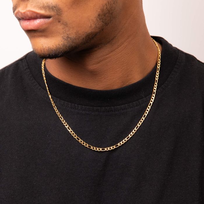 Men's gold plated figaro link necklace - Carathea jewellers