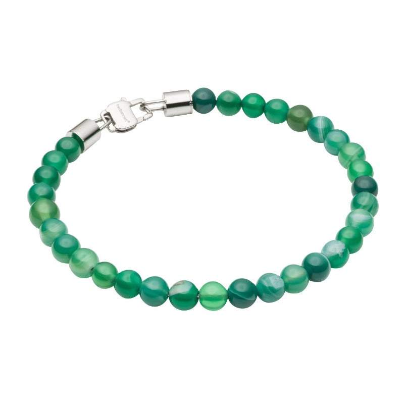 Men's green agate beaded bracelet - Carathea