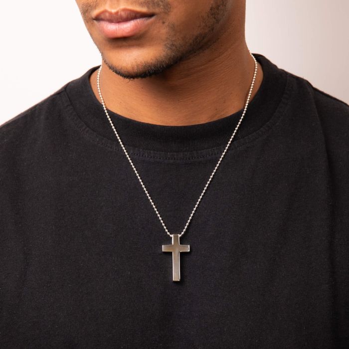 Fred Bennett Plain Silver Chunky Cross Pendant for Men