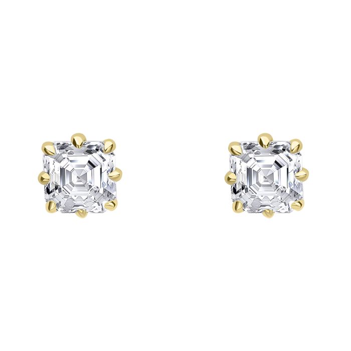 9ct Gold Asscher Cut Lab-Grown Diamond Solitaire Stud Earrings