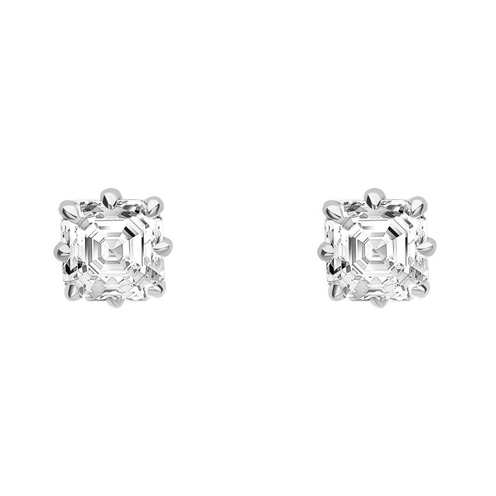 9ct Gold Asscher Cut Lab-Grown Diamond Solitaire Stud Earrings