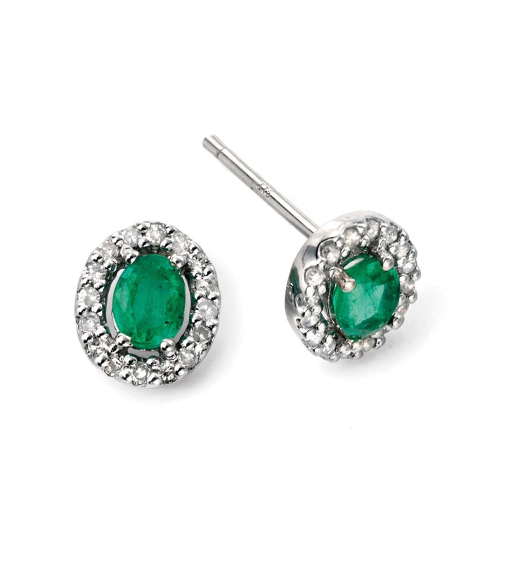 9ct Gold Precious Stone Earrings with Diamond Cluster Surround