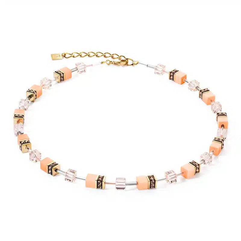Coeur de Lion Geo Cube Necklace in Apricot - Carathea