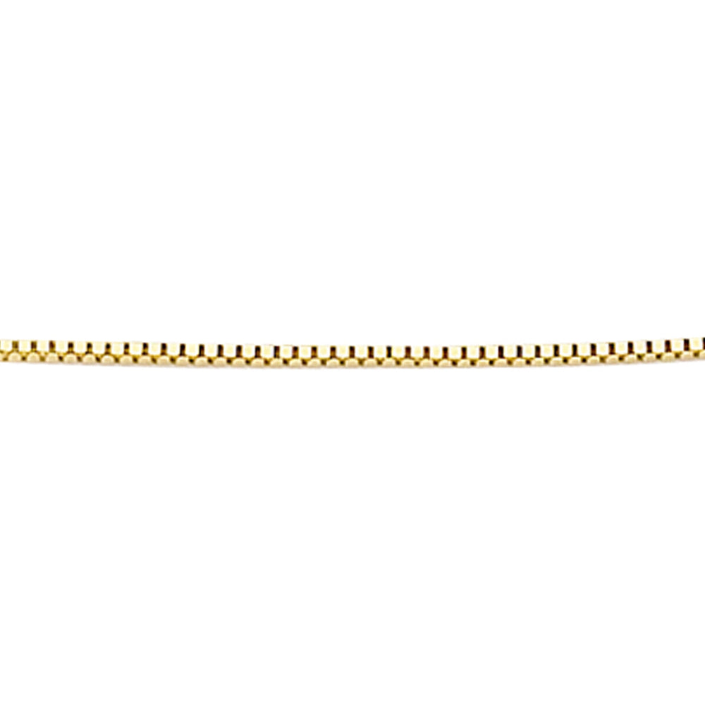 9ct Gold box chain on a white background