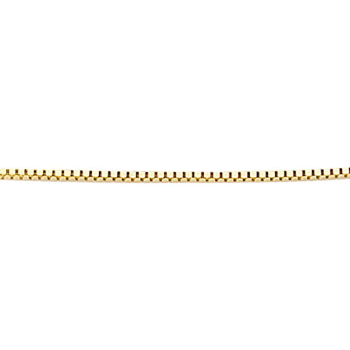 9ct Gold box chain on a white background