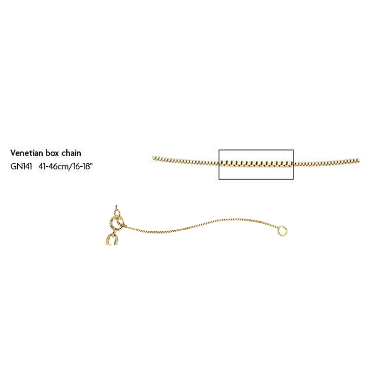 extendable end of 9ct yellow gold box chain - Carathea & Jools