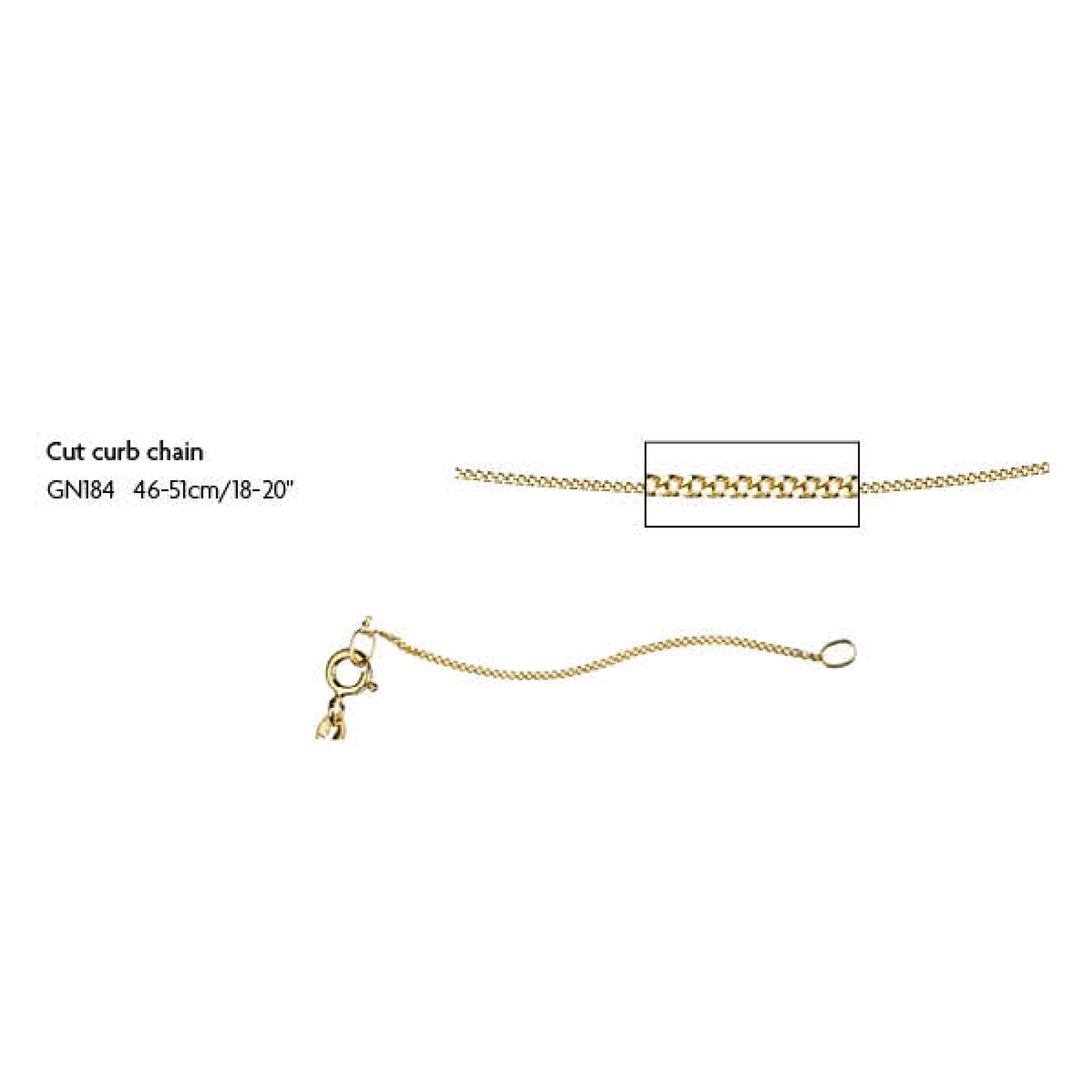 9ct White or Yellow Gold 1mm Curb Chain (16-18" or 18-20" lengths)