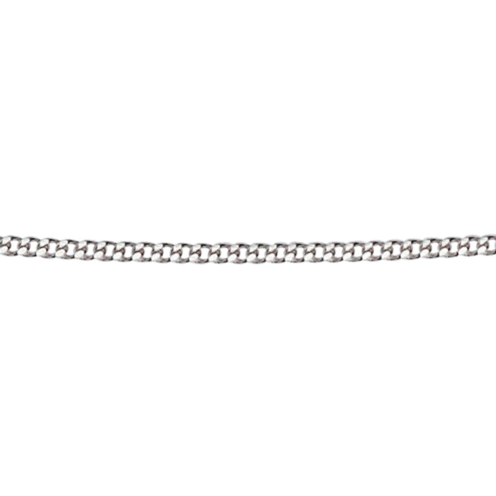 close up of 9ct white gold curb chain 46cm-51cm long