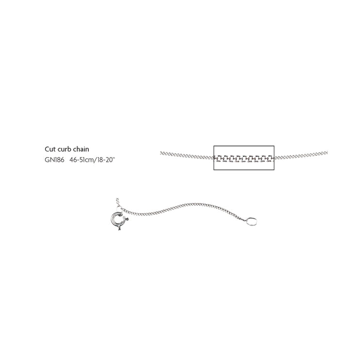 white gold curb chain extender catch 46-51cm long