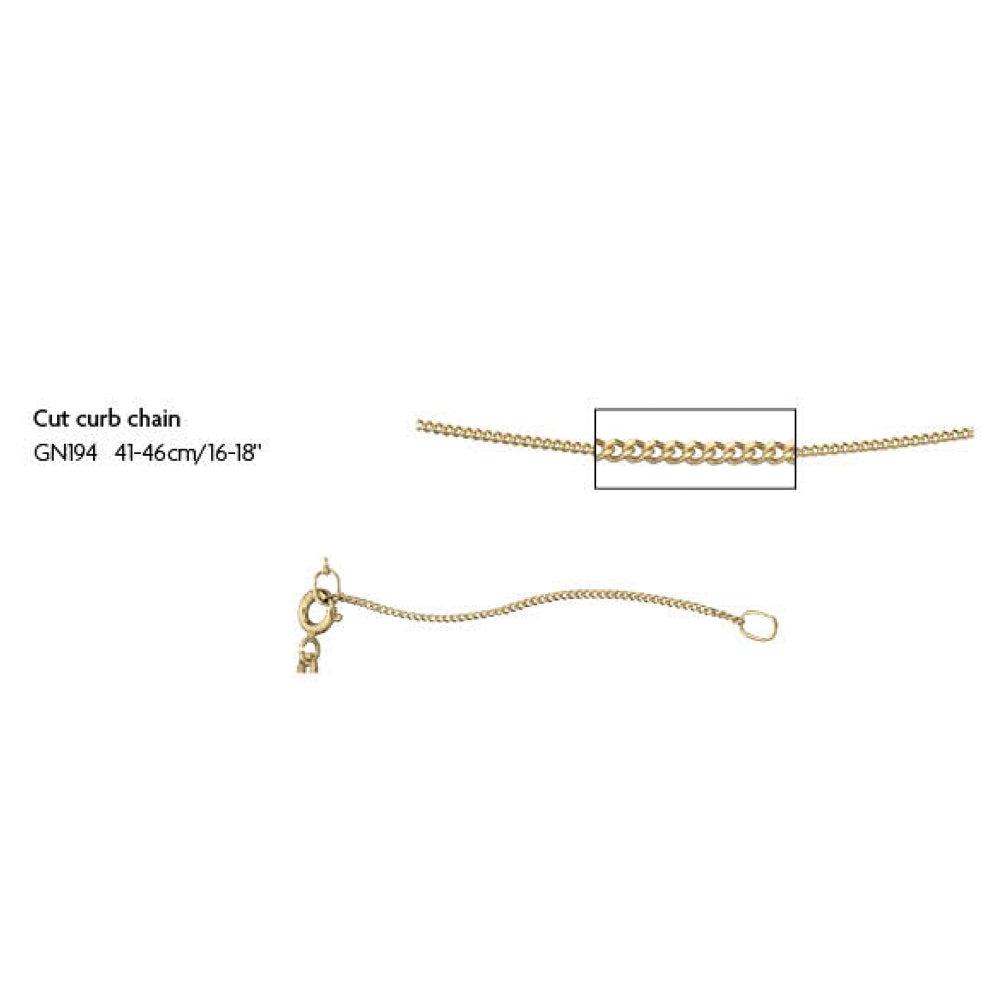 9ct gold curb chain extender clasp 46-51cm 