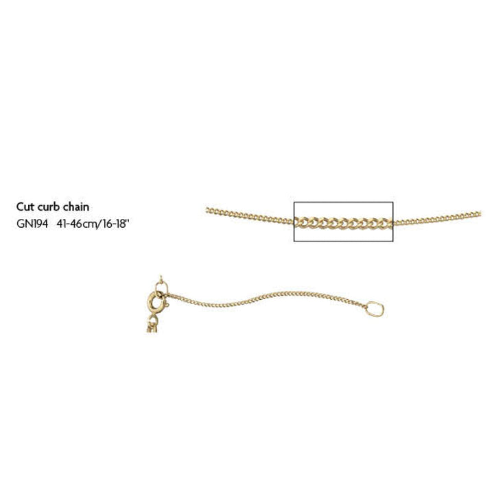 9ct gold curb chain extender clasp 46-51cm 
