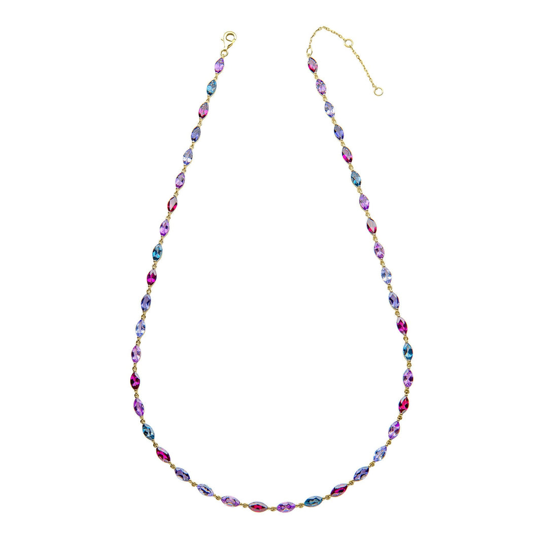 Multicoloured gemstone necklace on yellow gold - Carathea & Jools Jewellery Bridgwater