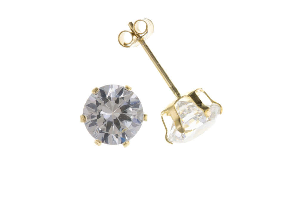 Gold 3mm cubic zirconia stud earrings - Carathea.