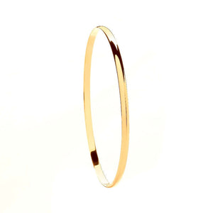 gold solid 3mm wide ladies bangle - Carathea jewellers