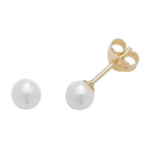 4mm pearl stud earrings in gold - Carathea Jewellery Earrings