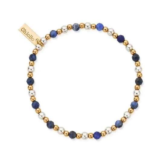 silver & gold sodalite beaded bracelet - Carathea jewellers