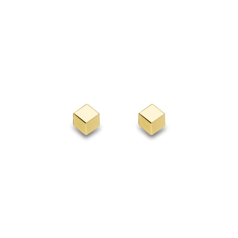 gold cube stud earrings - Carathea