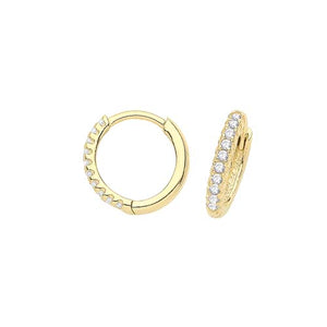 gold clicker hoop earrings with cubic zirconia | Carathea