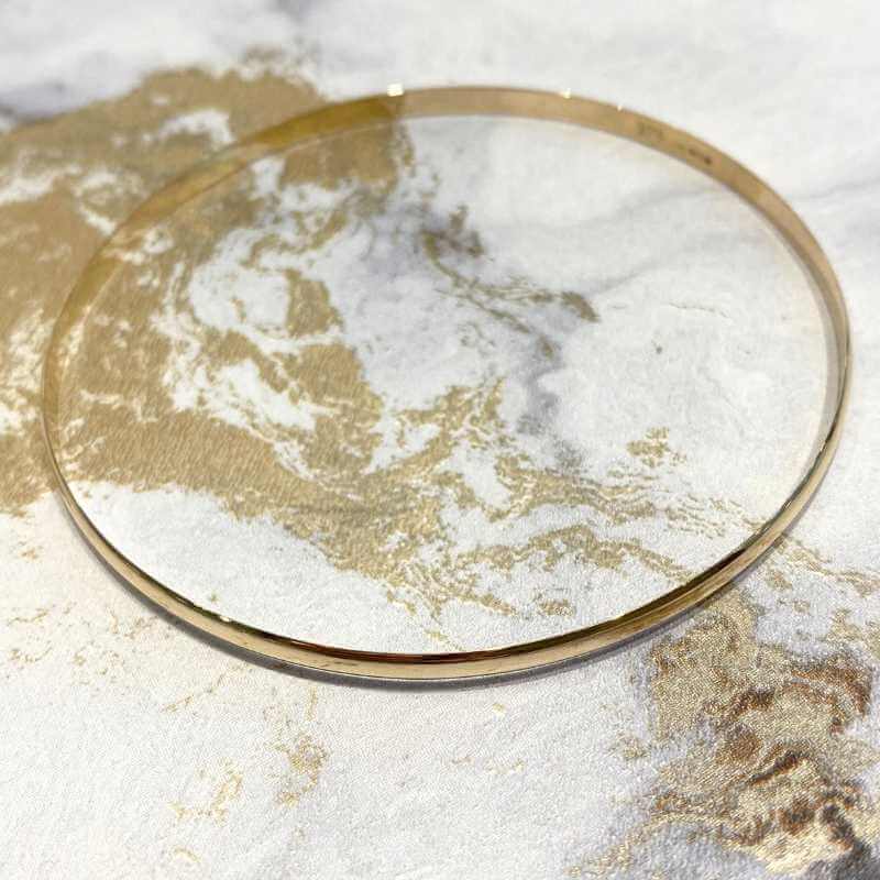 gold solid 3mm wide ladies bangle - Carathea jewellers