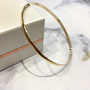 gold solid 3mm wide ladies bangle - Carathea jewellers