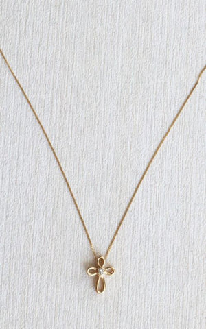 gold openwork cross pendant with diamond - Carathea jewellers