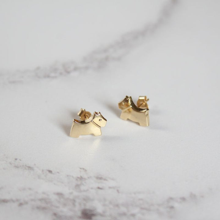9ct Gold Scottie Dog Earrings for Girls